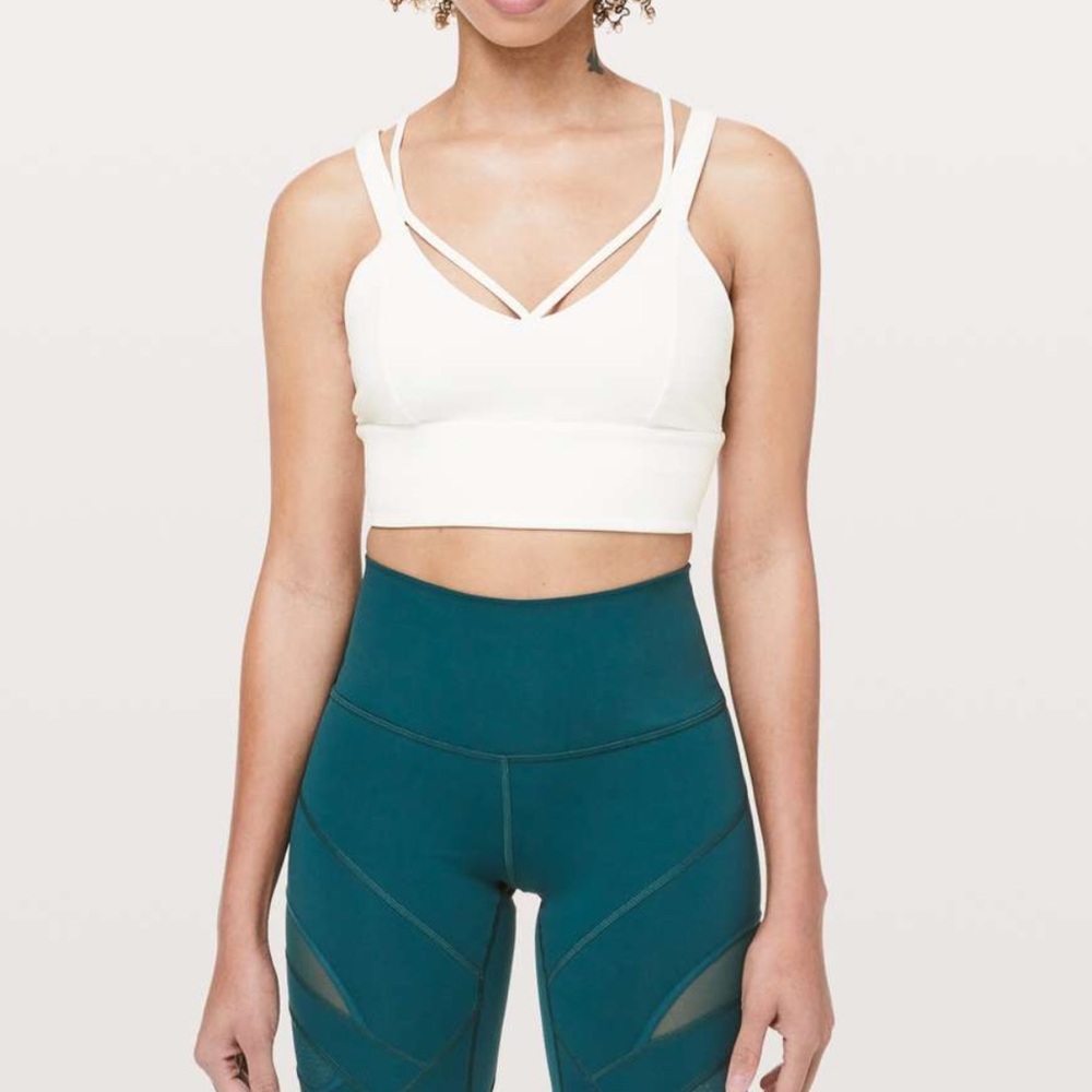 Lululemon Strappy Sexy Padded Pushing Limits Sports Bra Top Tank White Support